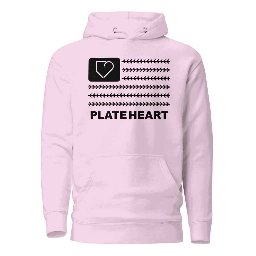 WOMEN HOODIE HEAVY BLEND PLATEHEART FLAG BLACK - PlateHeart