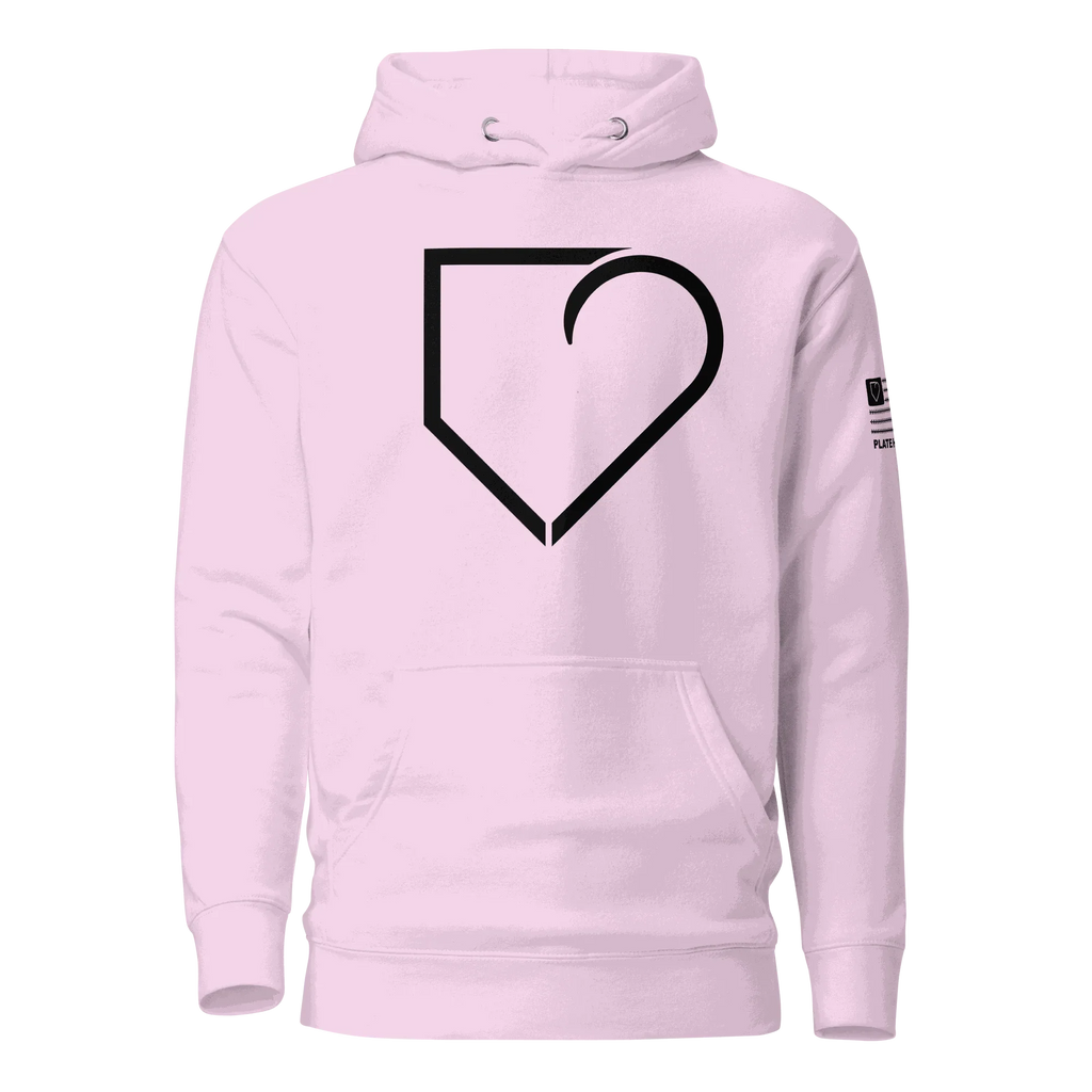 WOMEN HOODIE HEAVY BLEND FRONT LOGO BLACK PLATEHEART - PlateHeart