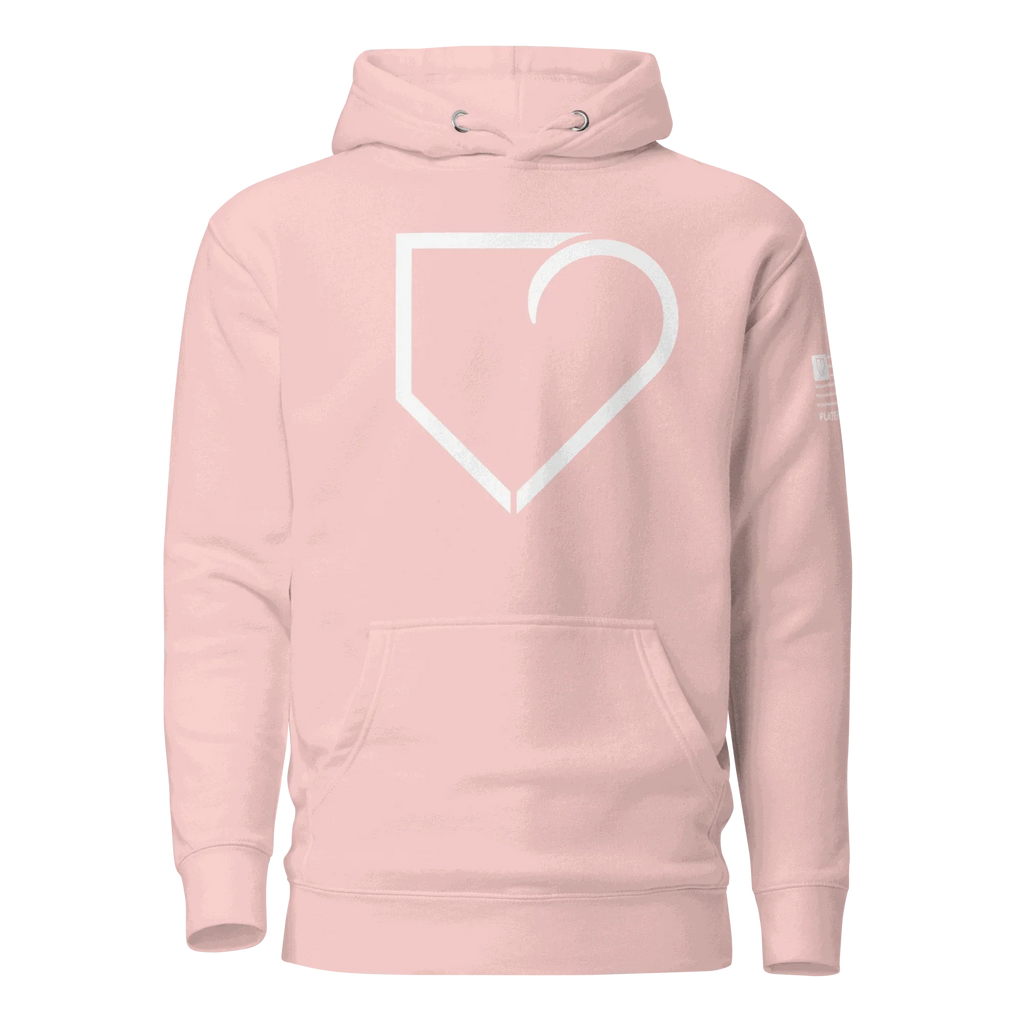 WOMEN HOODIE HEAVY BLEND FRONT LOGO WHITE PLATEHEART - PlateHeart