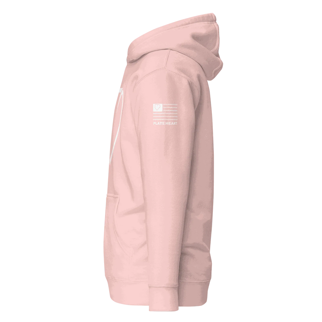 WOMEN HOODIE HEAVY BLEND FRONT LOGO WHITE PLATEHEART - PlateHeart