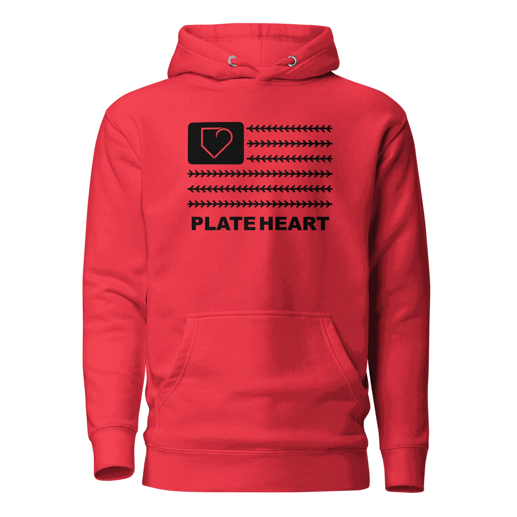 MEN HOODIE HEAVY BLEND PLATEHEART FLAG BLACK - PlateHeart