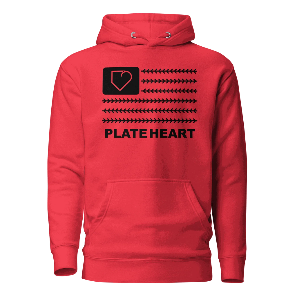 WOMEN HOODIE HEAVY BLEND PLATEHEART FLAG BLACK - PlateHeart