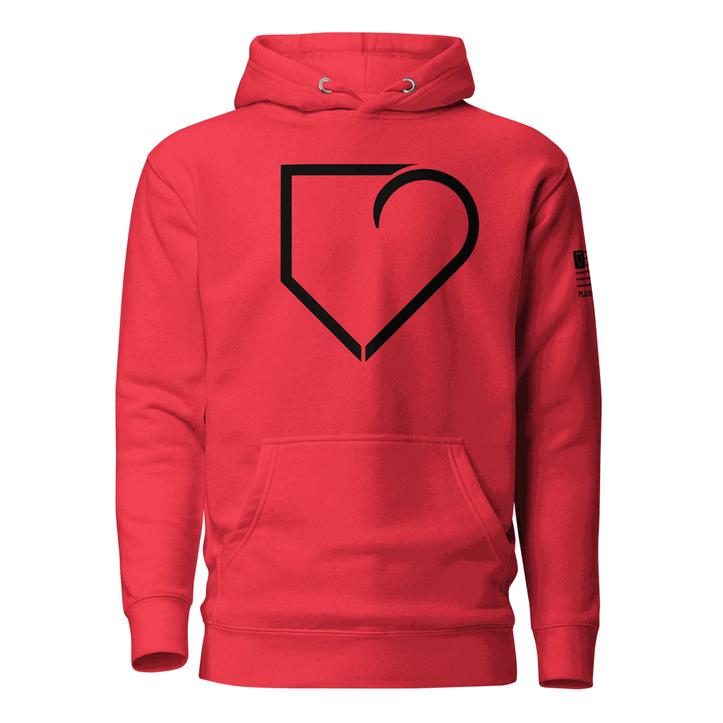 WOMEN HOODIE HEAVY BLEND FRONT LOGO BLACK PLATEHEART - PlateHeart
