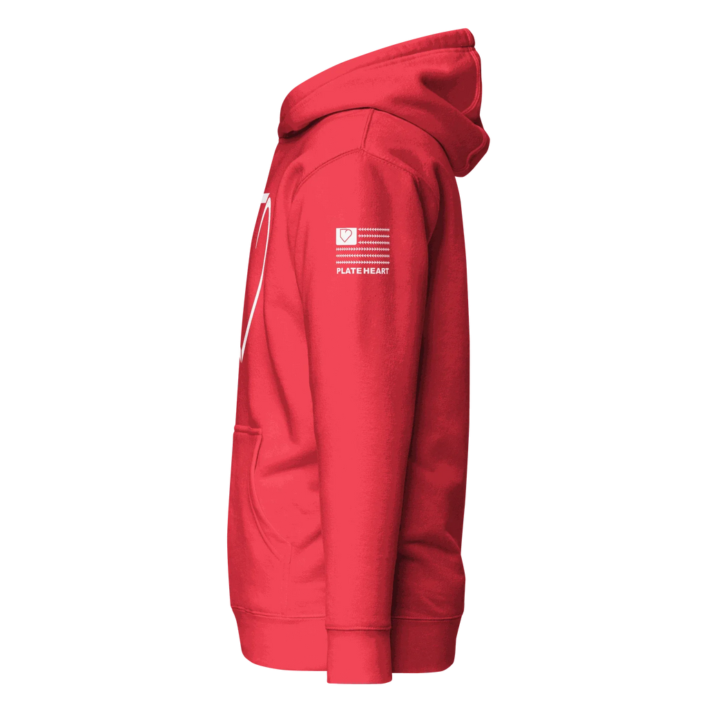 WOMEN HOODIE HEAVY BLEND FRONT LOGO WHITE PLATEHEART - PlateHeart