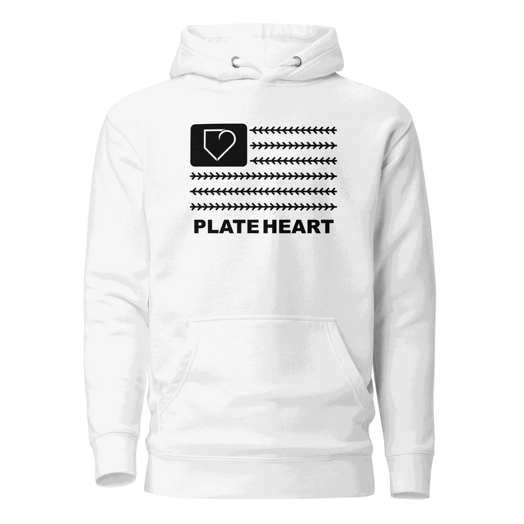 MEN HOODIE HEAVY BLEND PLATEHEART FLAG BLACK - PlateHeart