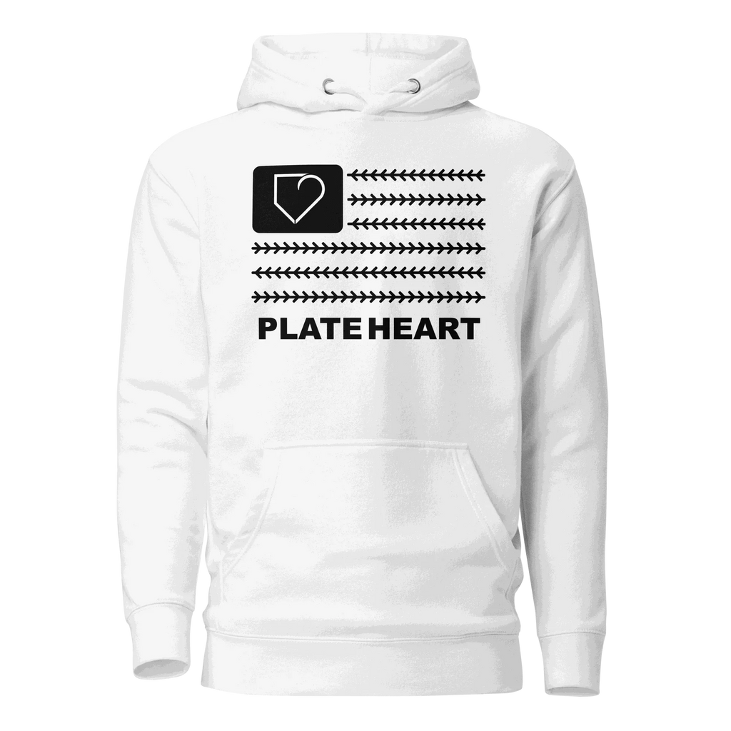 WOMEN HOODIE HEAVY BLEND PLATEHEART FLAG BLACK - PlateHeart