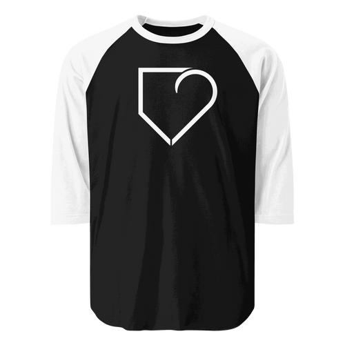 Men's 3/4 Raglan Shirt - White Front Logo | PlateHeart PlateHeart