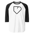 MEN 3 4 SLEEVE RAGLAN SHIRT FRONT LOGO BLACK PLATEHEART - PlateHeart