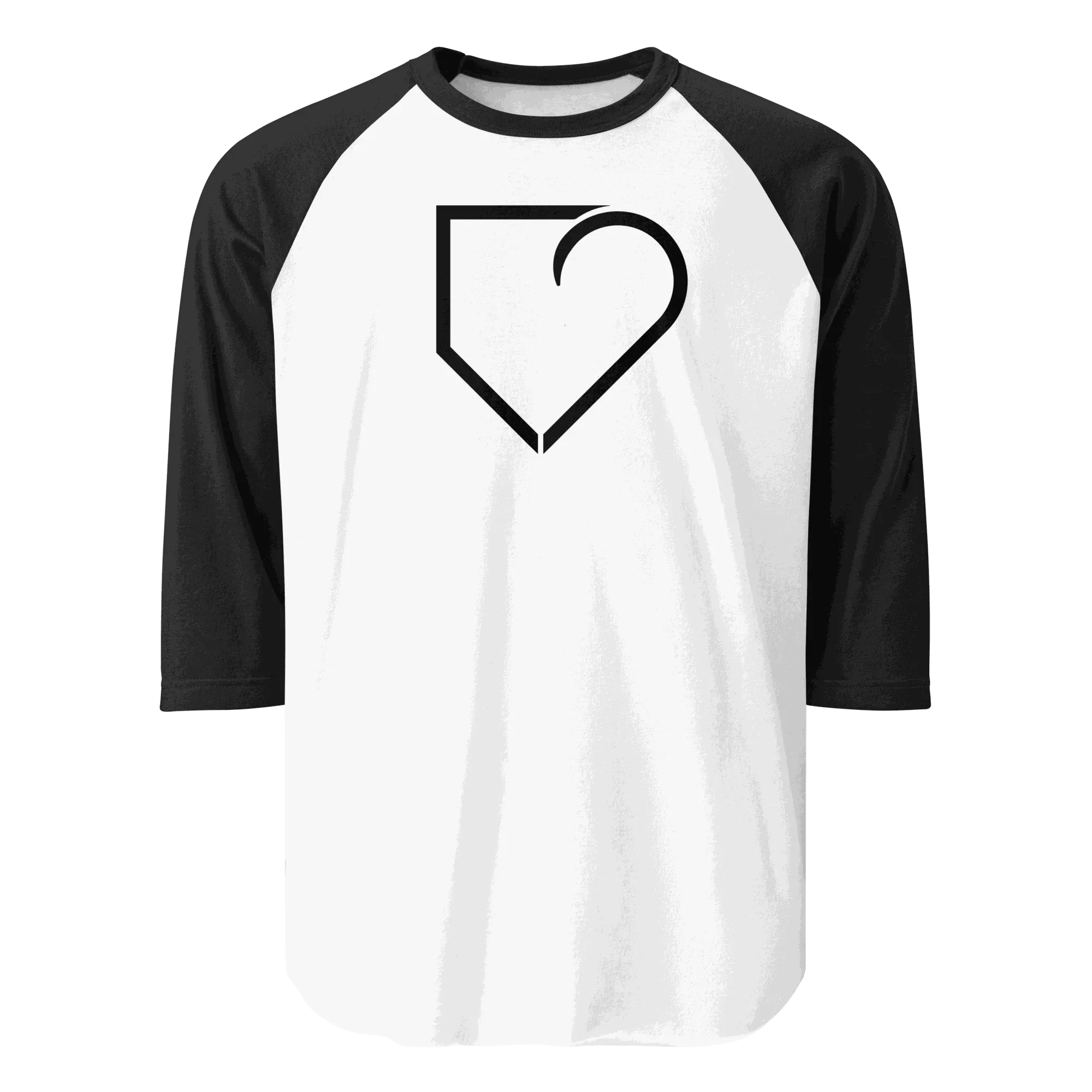 MEN 3 4 SLEEVE RAGLAN SHIRT FRONT LOGO BLACK PLATEHEART - PlateHeart