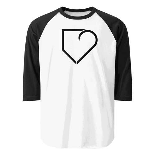 MEN 3 4 SLEEVE RAGLAN SHIRT FRONT LOGO BLACK PLATEHEART - PlateHeart