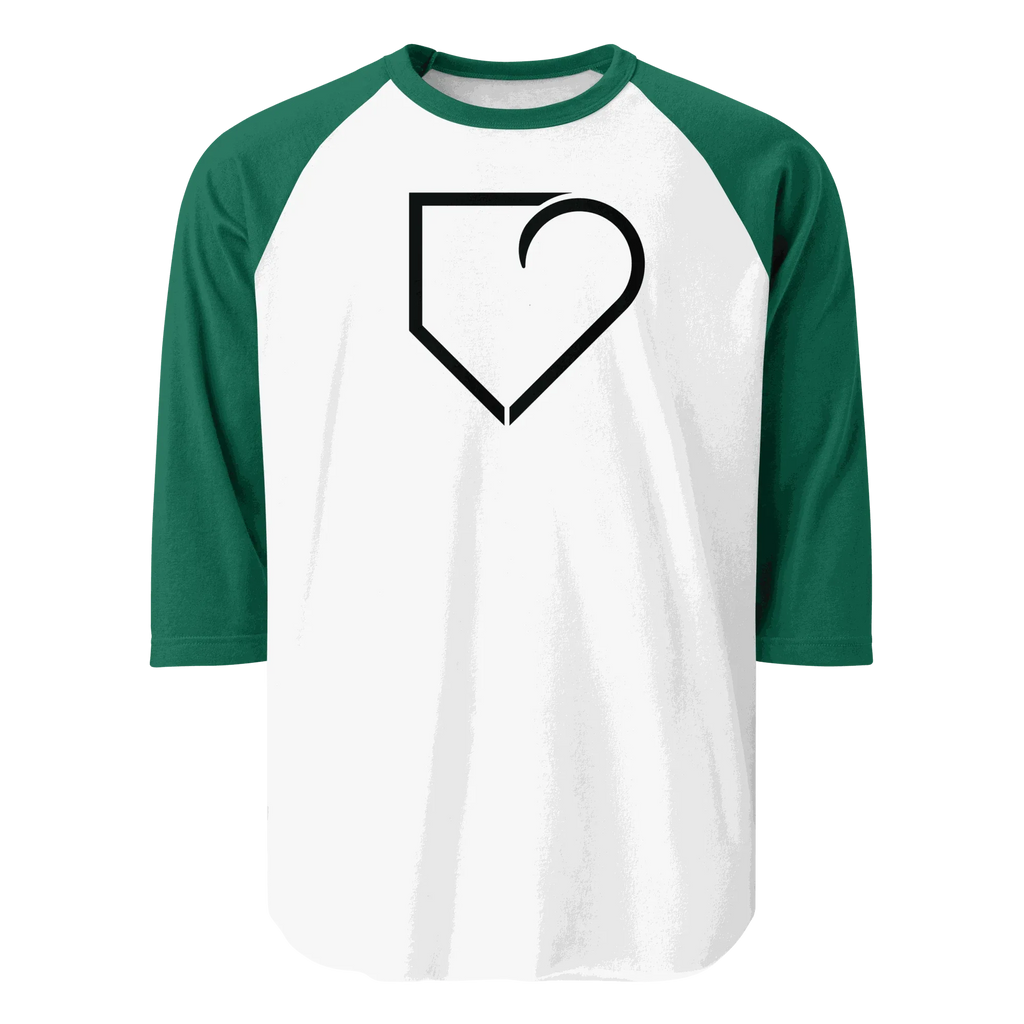 MEN 3 4 SLEEVE RAGLAN SHIRT FRONT LOGO BLACK PLATEHEART - PlateHeart