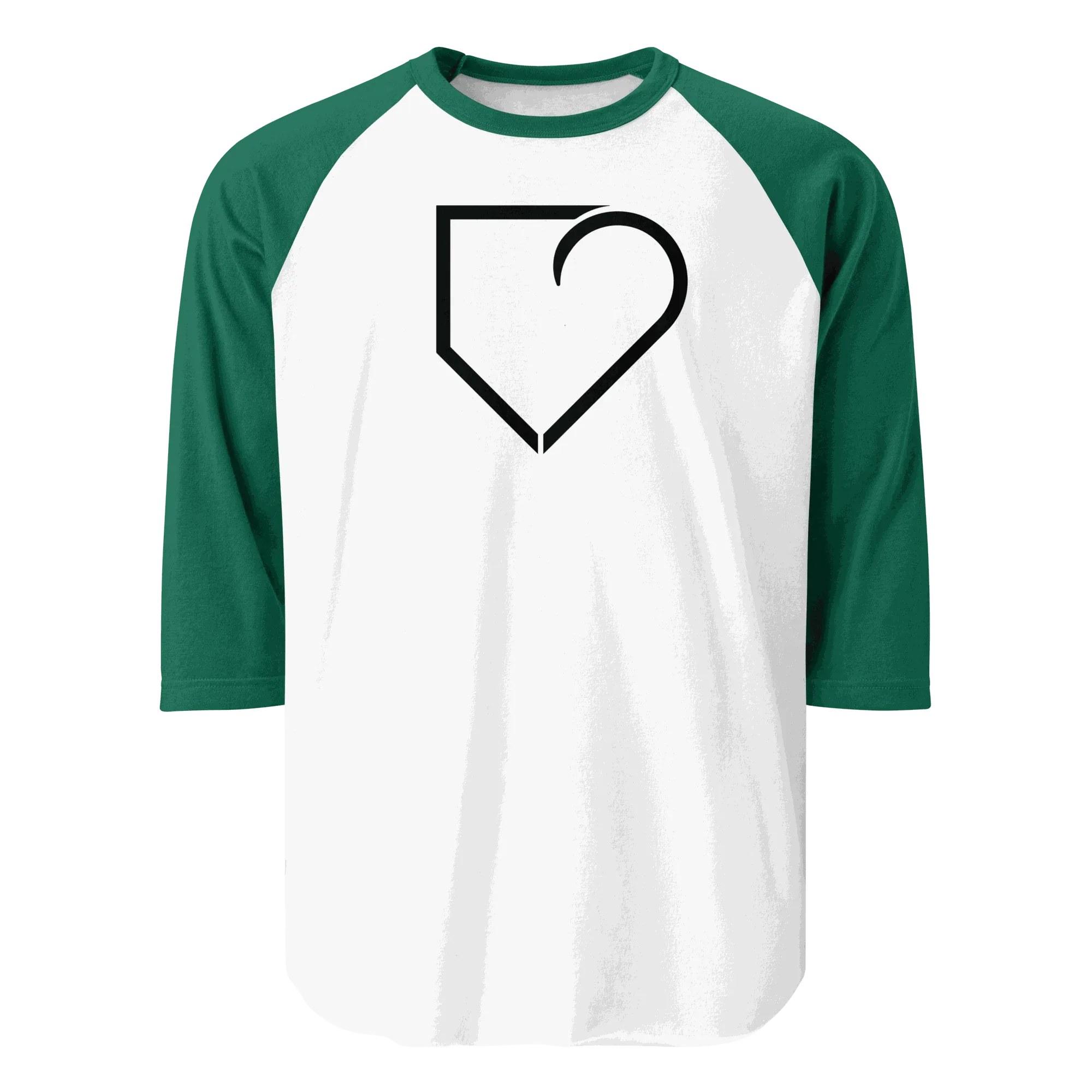MEN 3 4 SLEEVE RAGLAN SHIRT FRONT LOGO BLACK PLATEHEART - PlateHeart