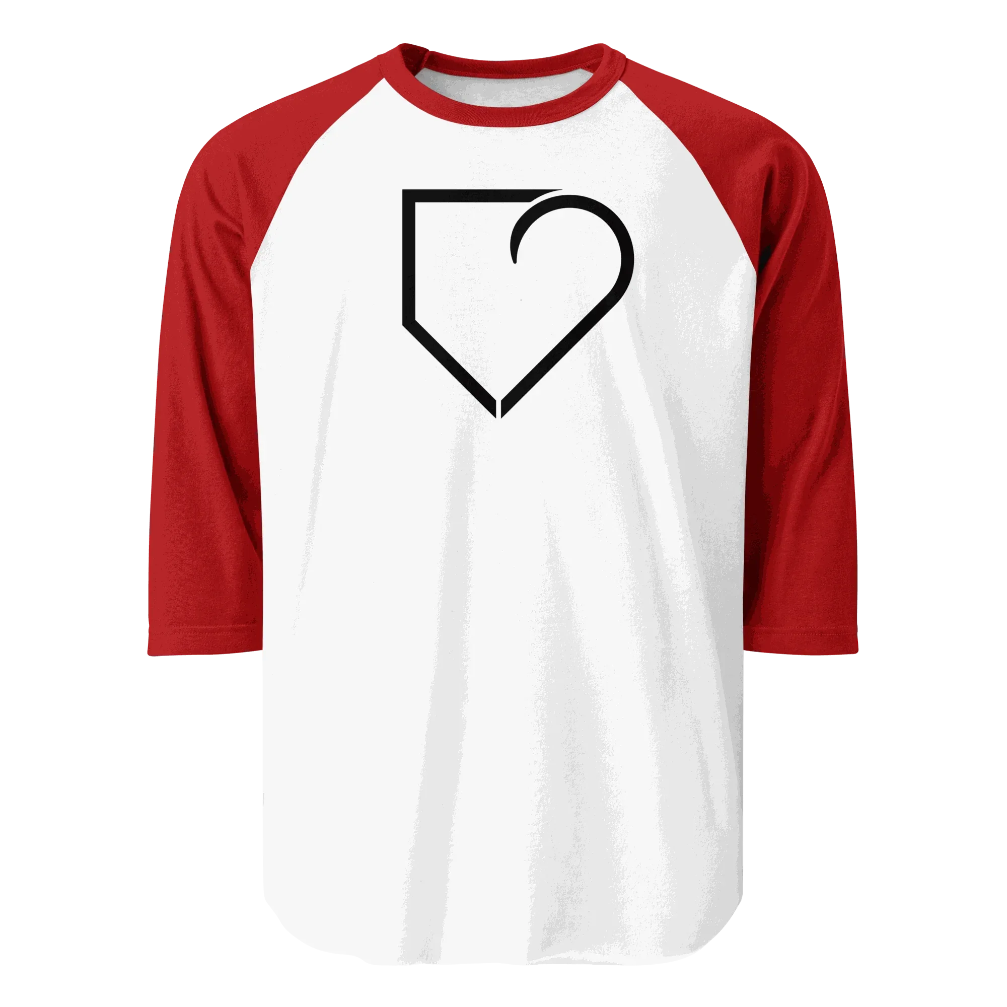MEN 3 4 SLEEVE RAGLAN SHIRT FRONT LOGO BLACK PLATEHEART - PlateHeart