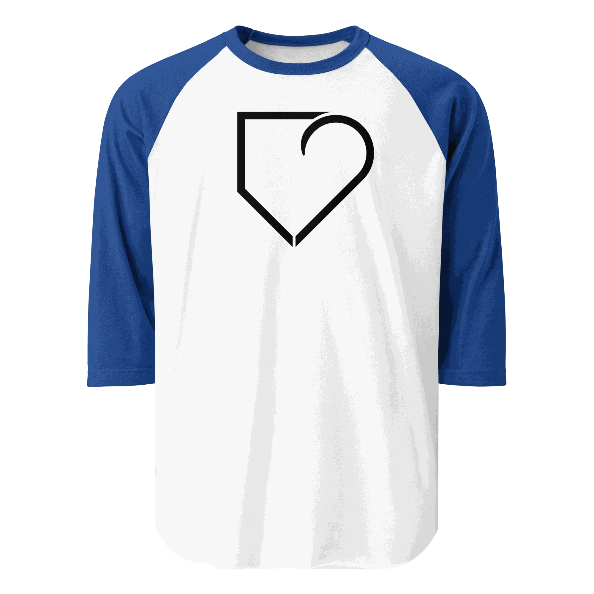 MEN 3 4 SLEEVE RAGLAN SHIRT FRONT LOGO BLACK PLATEHEART - PlateHeart