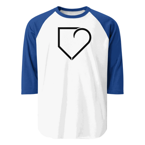 MEN 3 4 SLEEVE RAGLAN SHIRT FRONT LOGO BLACK PLATEHEART - PlateHeart