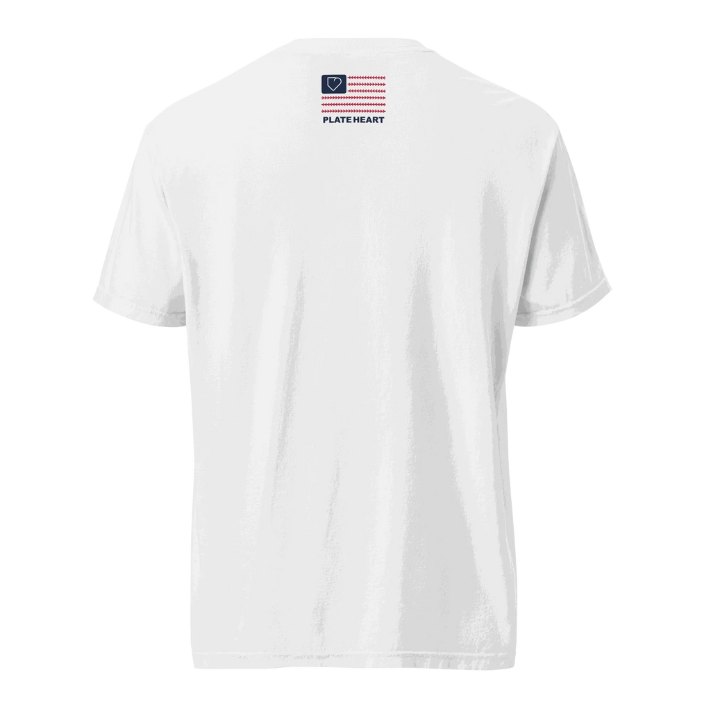 MEN T-SHIRT FRONT LOGO BLUE AND RED PLATEHEART - PlateHeart