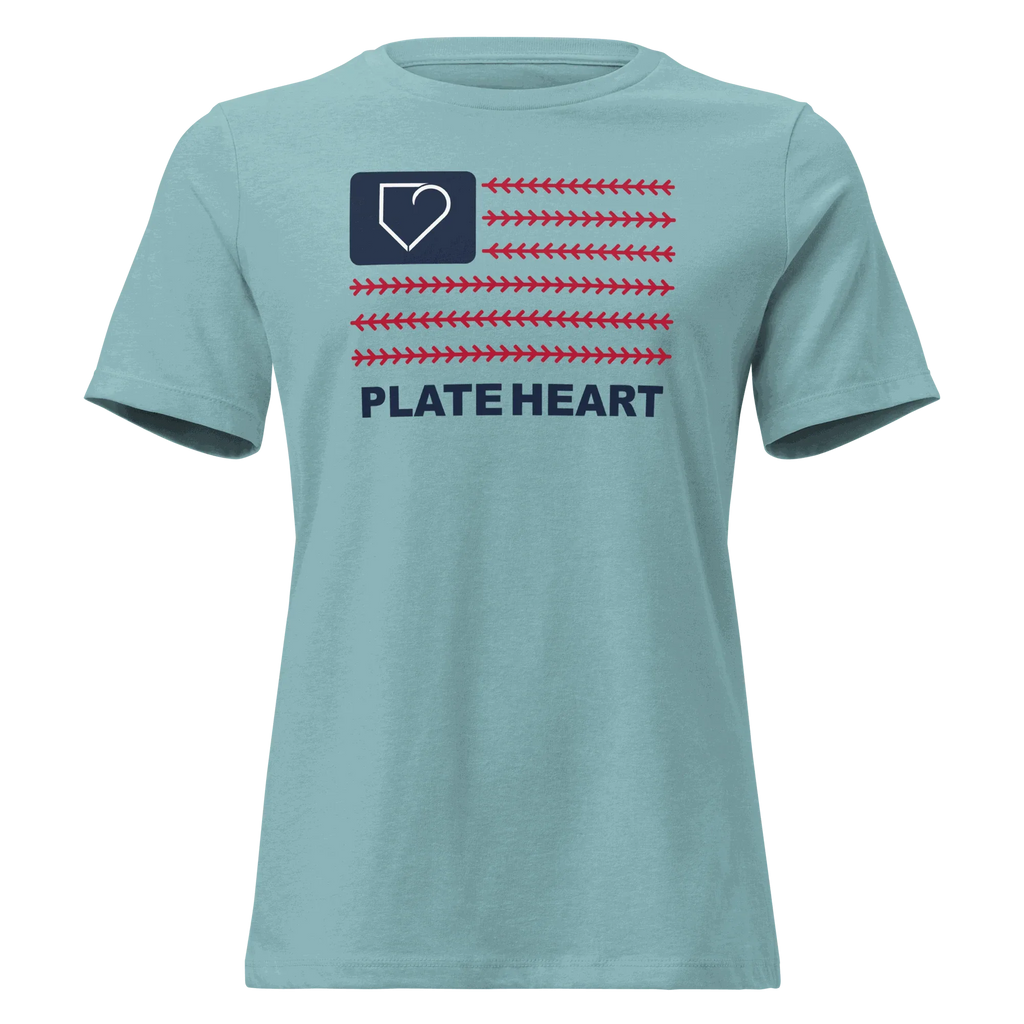WOMEN RELAXES T-SHIRT 4TH OF JULY USA FLAG PLATEHEART - PlateHeart