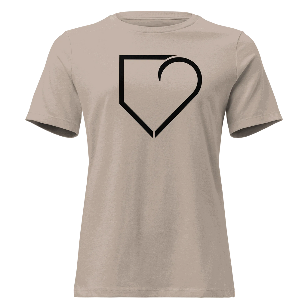 WOMEN RELAXED T-SHIRT FRONT LOGO BLACK PLATEHEART - PlateHeart