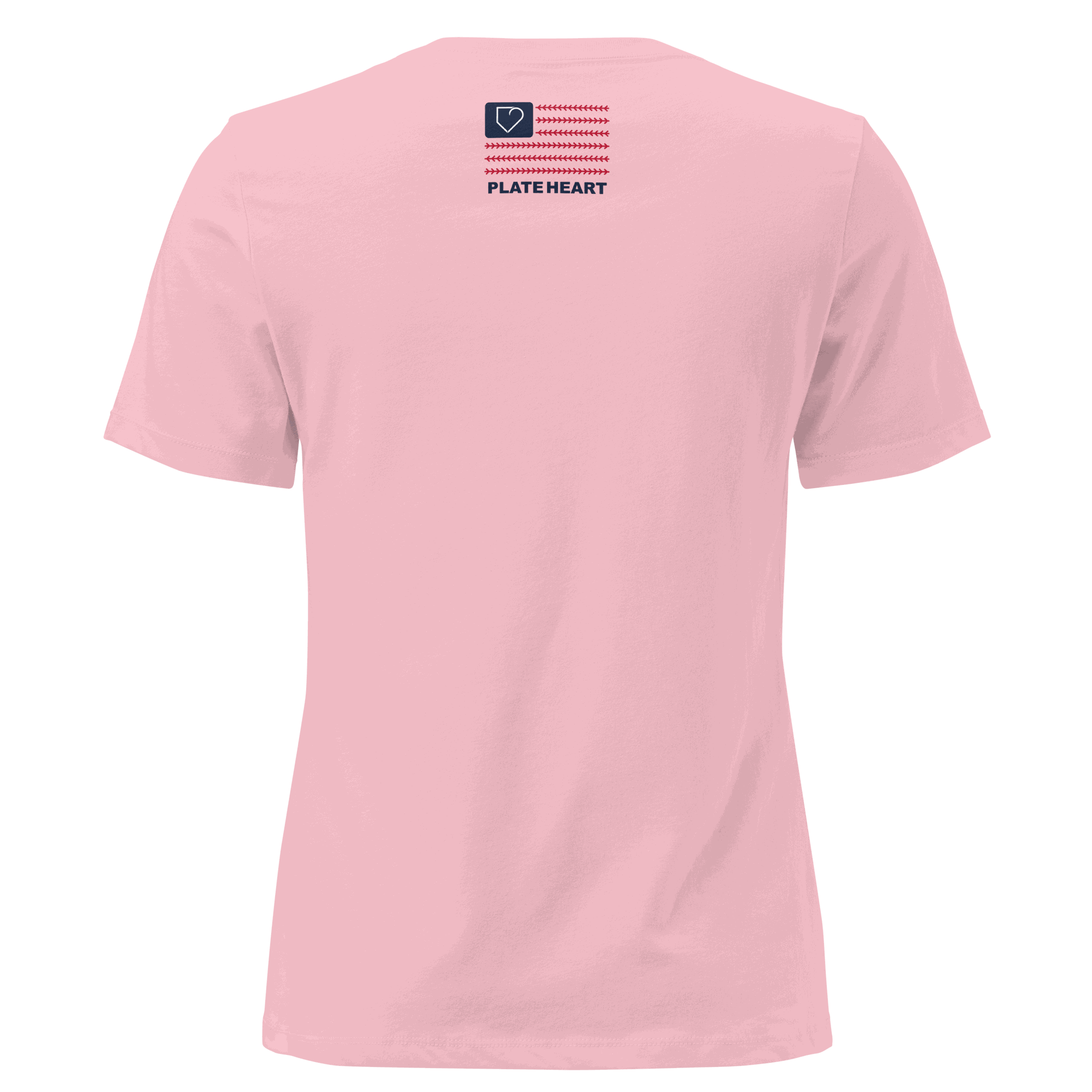 WOMEN RELAXED T-SHIRT FRONT LOGO BLUE AND RED PLATEHEART PINK BACK