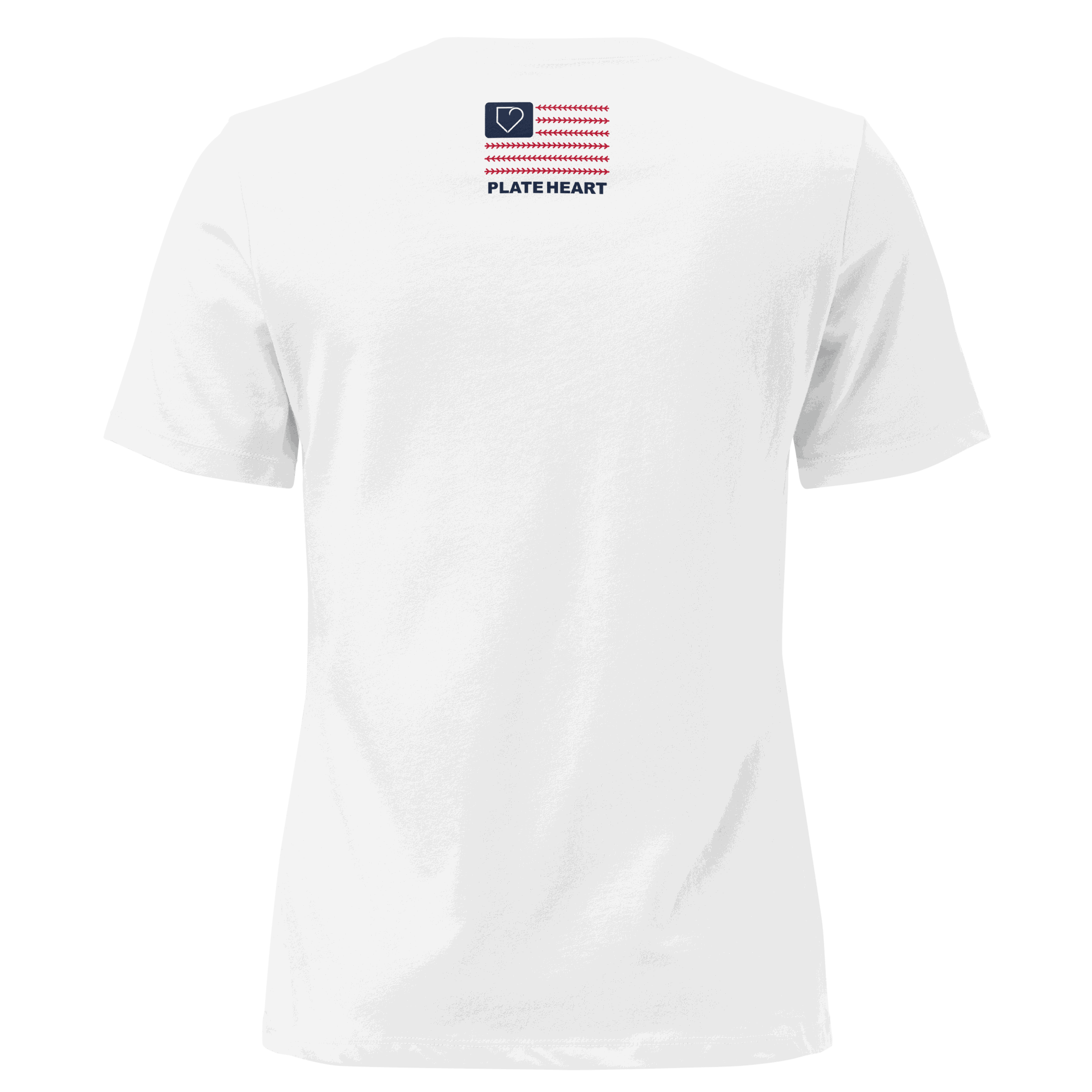 WOMEN RELAXED T-SHIRT FRONT LOGO BLUE AND RED PLATEHEART WHITE BACK