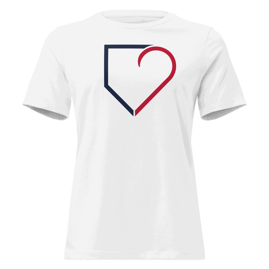 WOMEN RELAXED T-SHIRT FRONT LOGO BLUE AND RED PLATEHEART WHITE