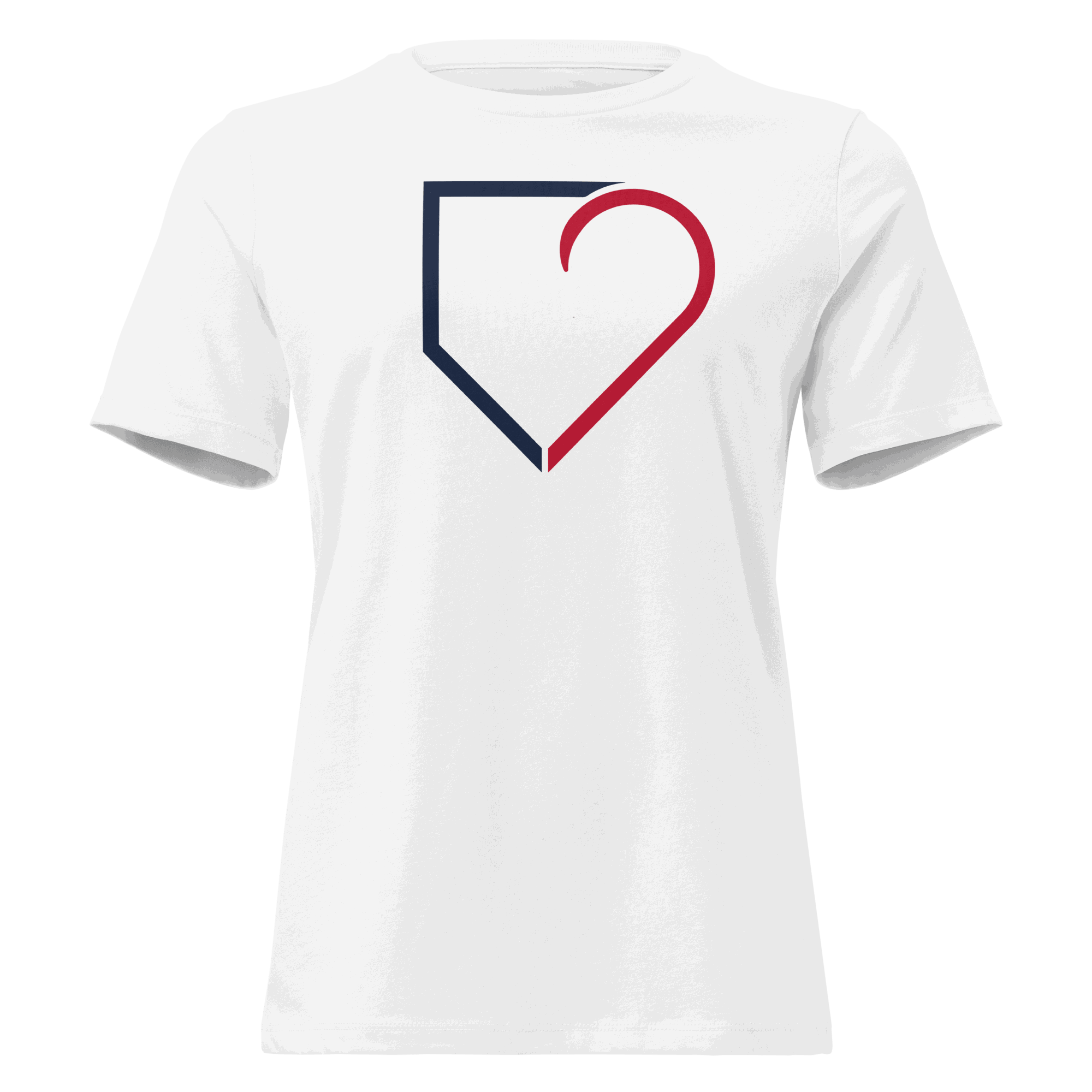 WOMEN RELAXED T-SHIRT FRONT LOGO BLUE AND RED PLATEHEART WHITE