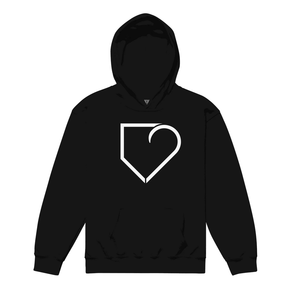 YOUTH HEAVY BLEND HOODIE FRONT LOGO WHITE PLATEHEART - PlateHeart