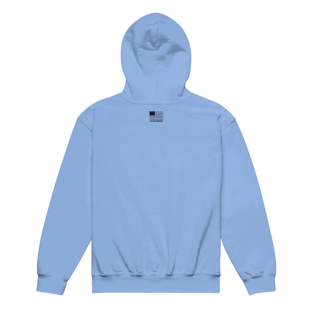 YOUTH HEAVY BLEND HOODIE FRONT LOGO BLACK PLATEHEART - PlateHeart