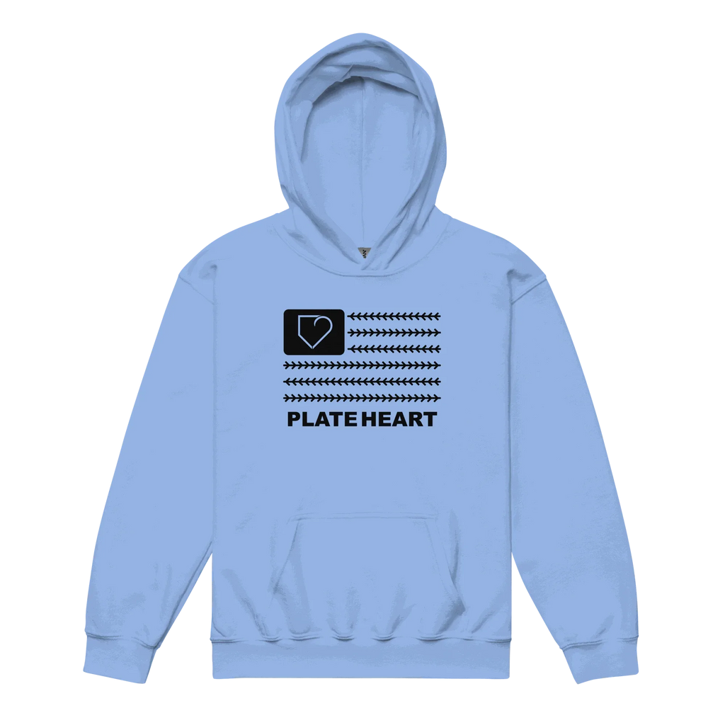 YOUTH HEAVY BLEND HOODIE PLATEHEART FLAG BLACK - PlateHeart
