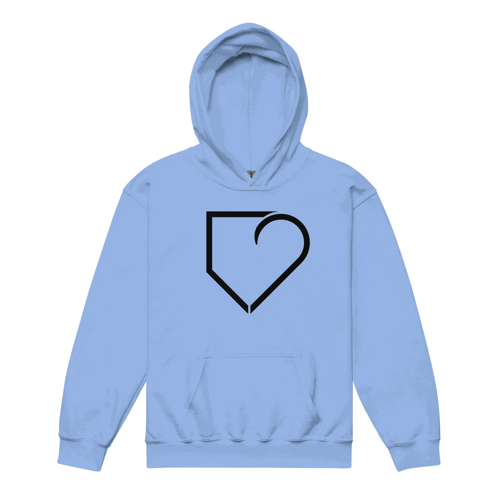YOUTH HEAVY BLEND HOODIE FRONT LOGO BLACK PLATEHEART - PlateHeart