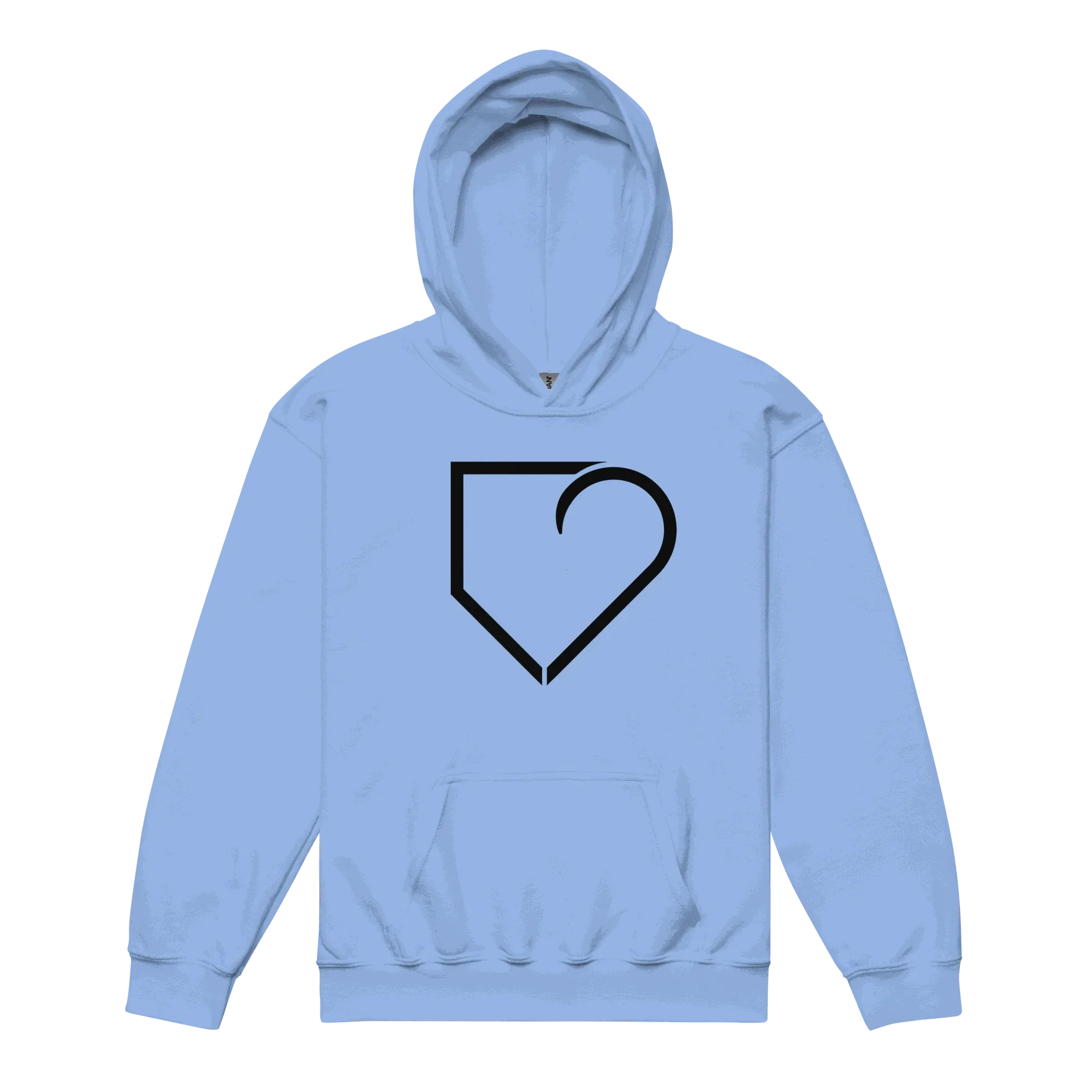 YOUTH HEAVY BLEND HOODIE FRONT LOGO BLACK PLATEHEART - PlateHeart