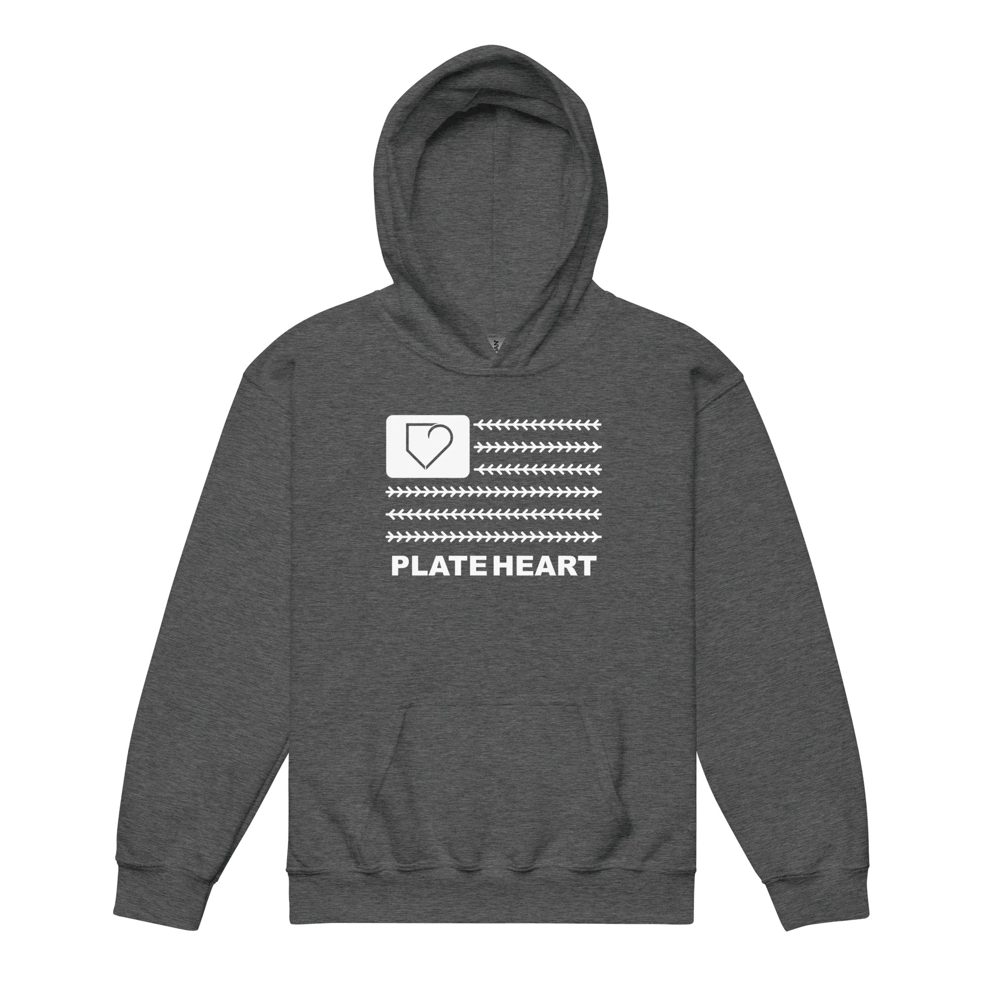 YOUTH HEAVY BLEND HOODIE PLATEHEART FLAG WHITE - PlateHeart