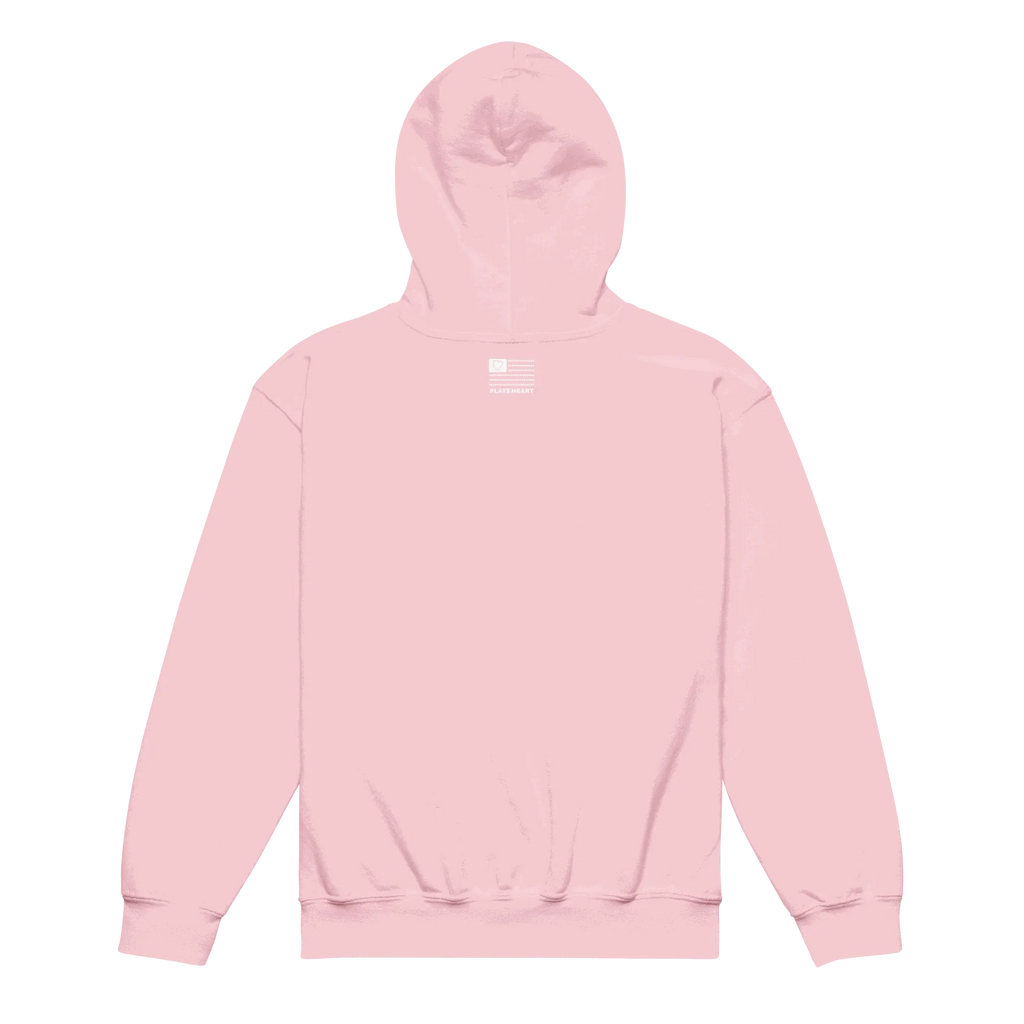 YOUTH HEAVY BLEND HOODIE FRONT LOGO WHITE PLATEHEART - PlateHeart