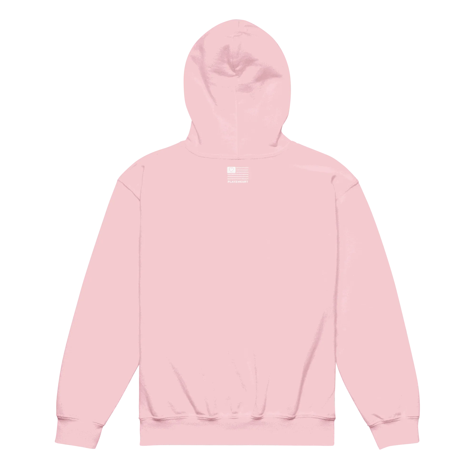 YOUTH HEAVY BLEND HOODIE FRONT LOGO WHITE PLATEHEART - PlateHeart