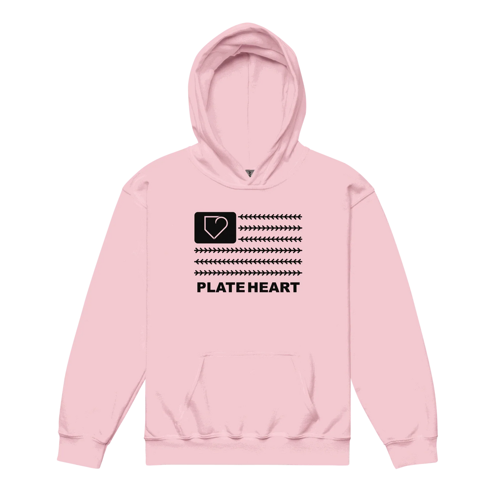 YOUTH HEAVY BLEND HOODIE PLATEHEART FLAG BLACK - PlateHeart