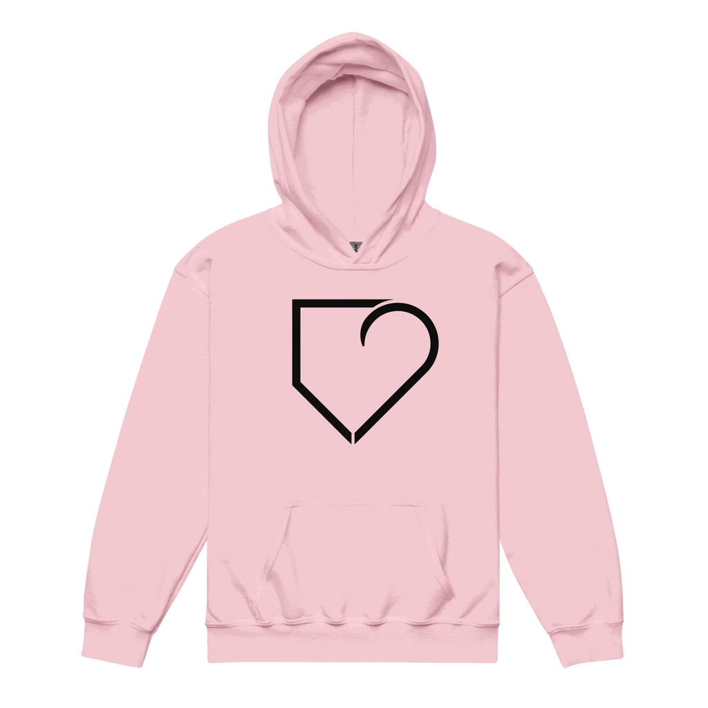 YOUTH HEAVY BLEND HOODIE FRONT LOGO BLACK PLATEHEART - PlateHeart