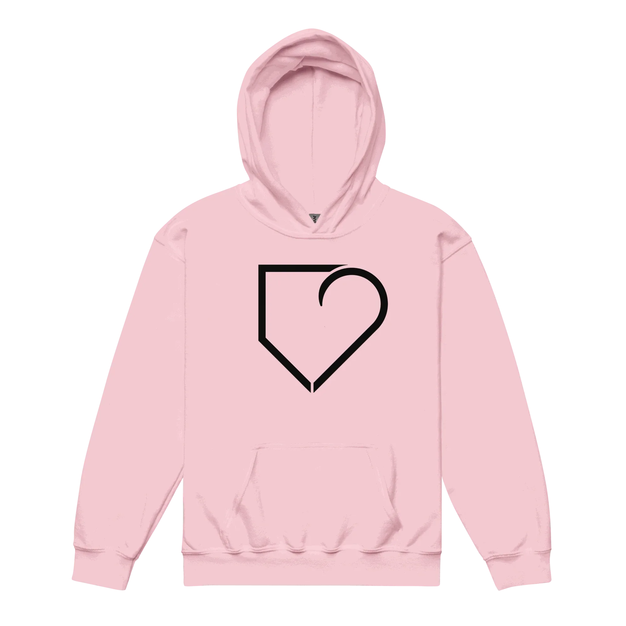 YOUTH HEAVY BLEND HOODIE FRONT LOGO BLACK PLATEHEART - PlateHeart