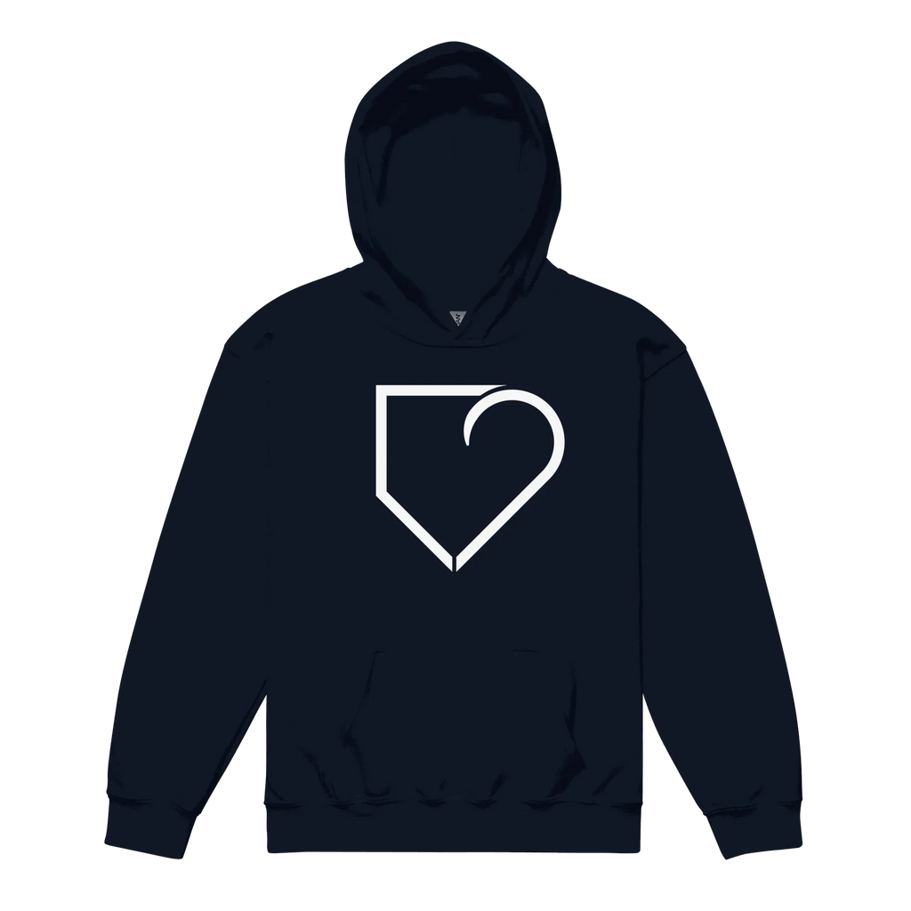 YOUTH HEAVY BLEND HOODIE FRONT LOGO WHITE PLATEHEART - PlateHeart