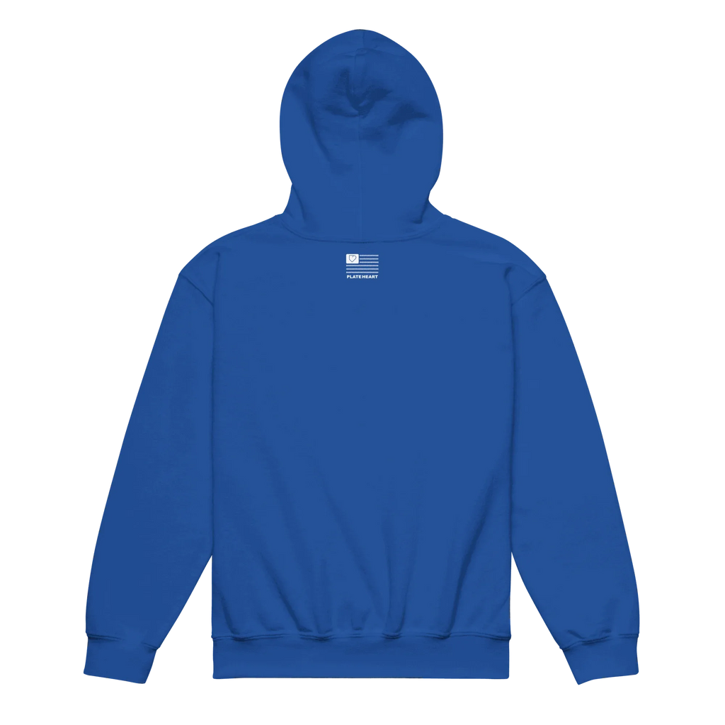 YOUTH HEAVY BLEND HOODIE FRONT LOGO WHITE PLATEHEART - PlateHeart