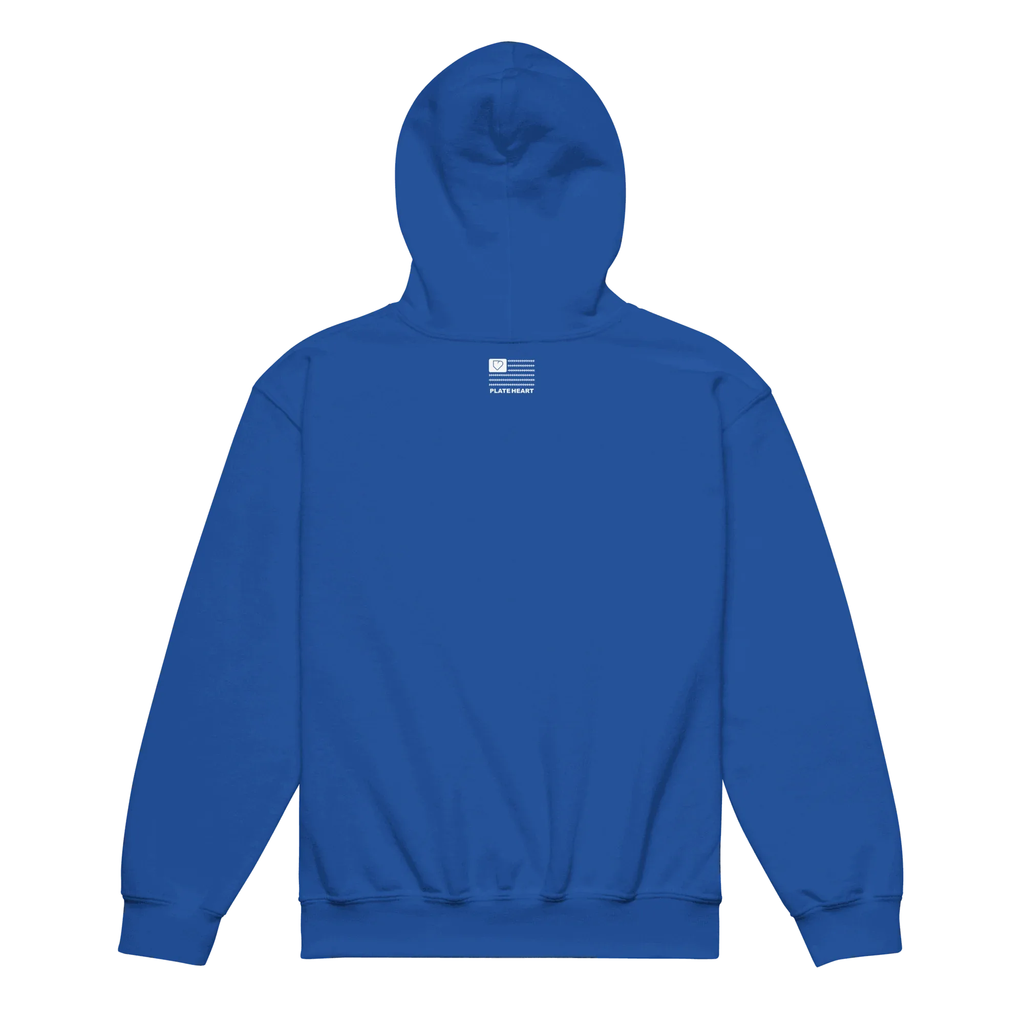 YOUTH HEAVY BLEND HOODIE FRONT LOGO WHITE PLATEHEART - PlateHeart