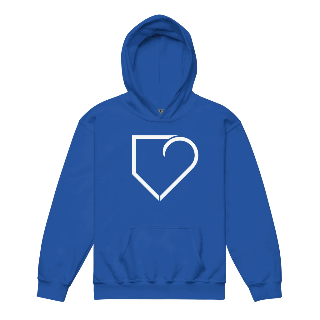 YOUTH HEAVY BLEND HOODIE FRONT LOGO WHITE PLATEHEART - PlateHeart