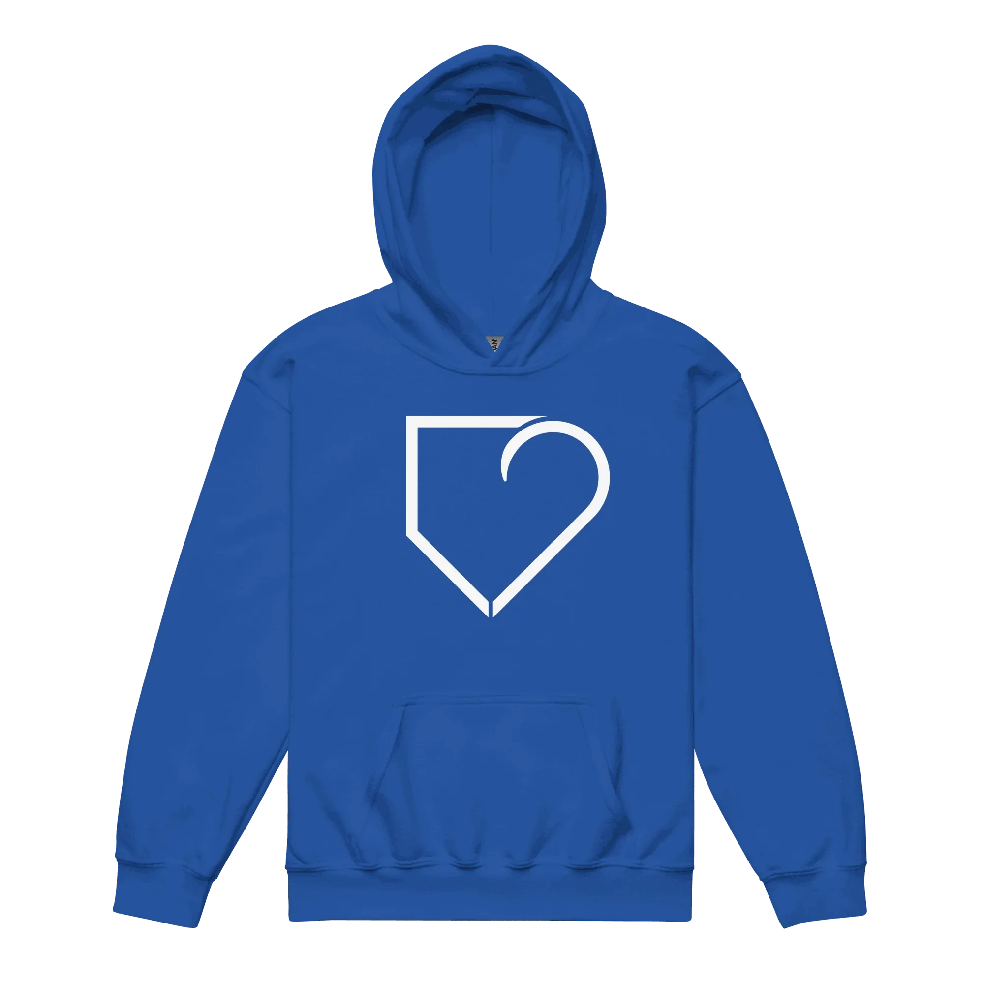 YOUTH HEAVY BLEND HOODIE FRONT LOGO WHITE PLATEHEART - PlateHeart