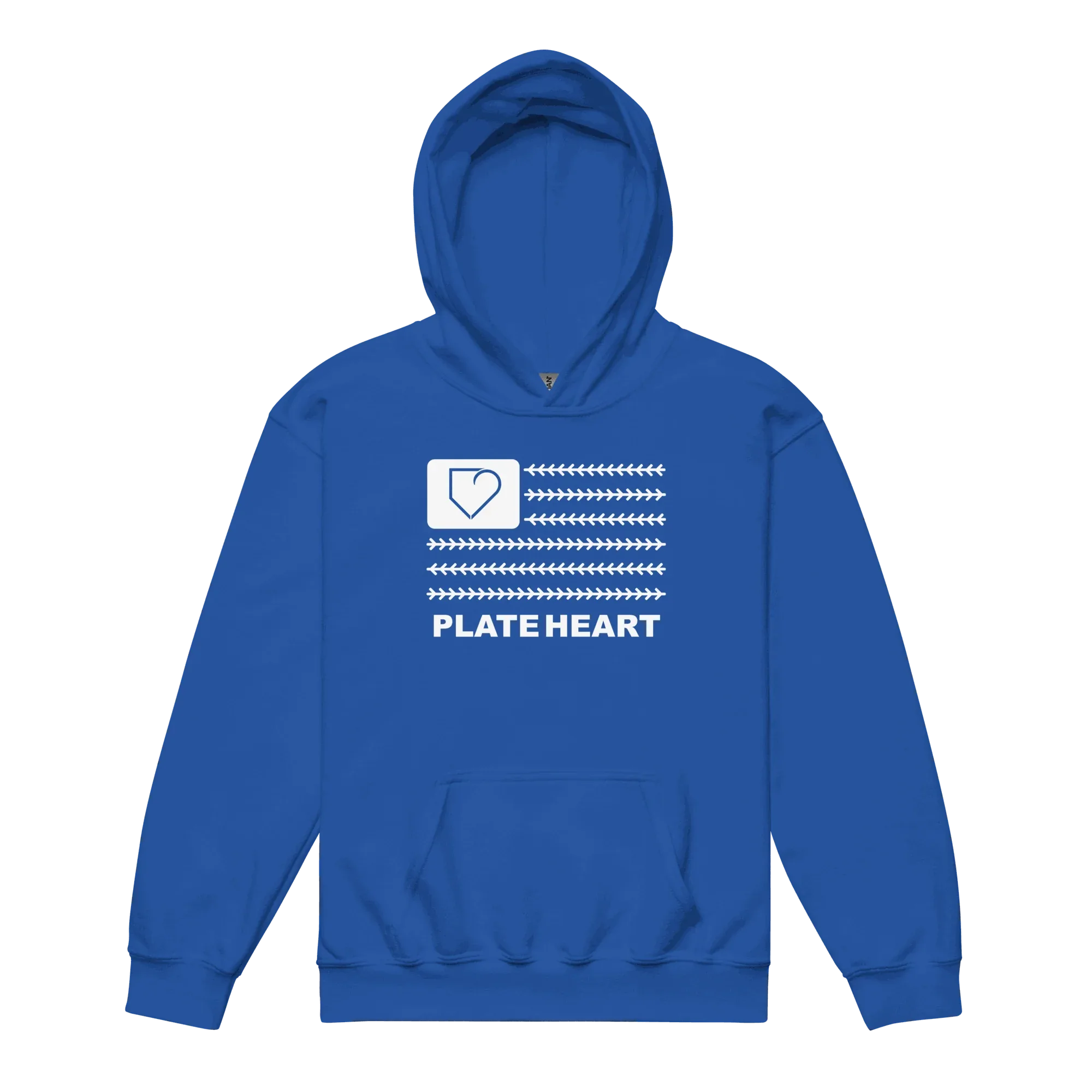 YOUTH HEAVY BLEND HOODIE PLATEHEART FLAG WHITE - PlateHeart