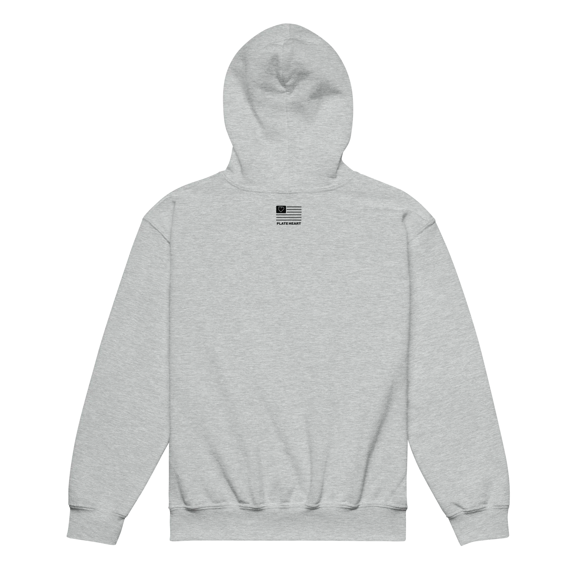 YOUTH HEAVY BLEND HOODIE FRONT LOGO BLACK PLATEHEART - PlateHeart