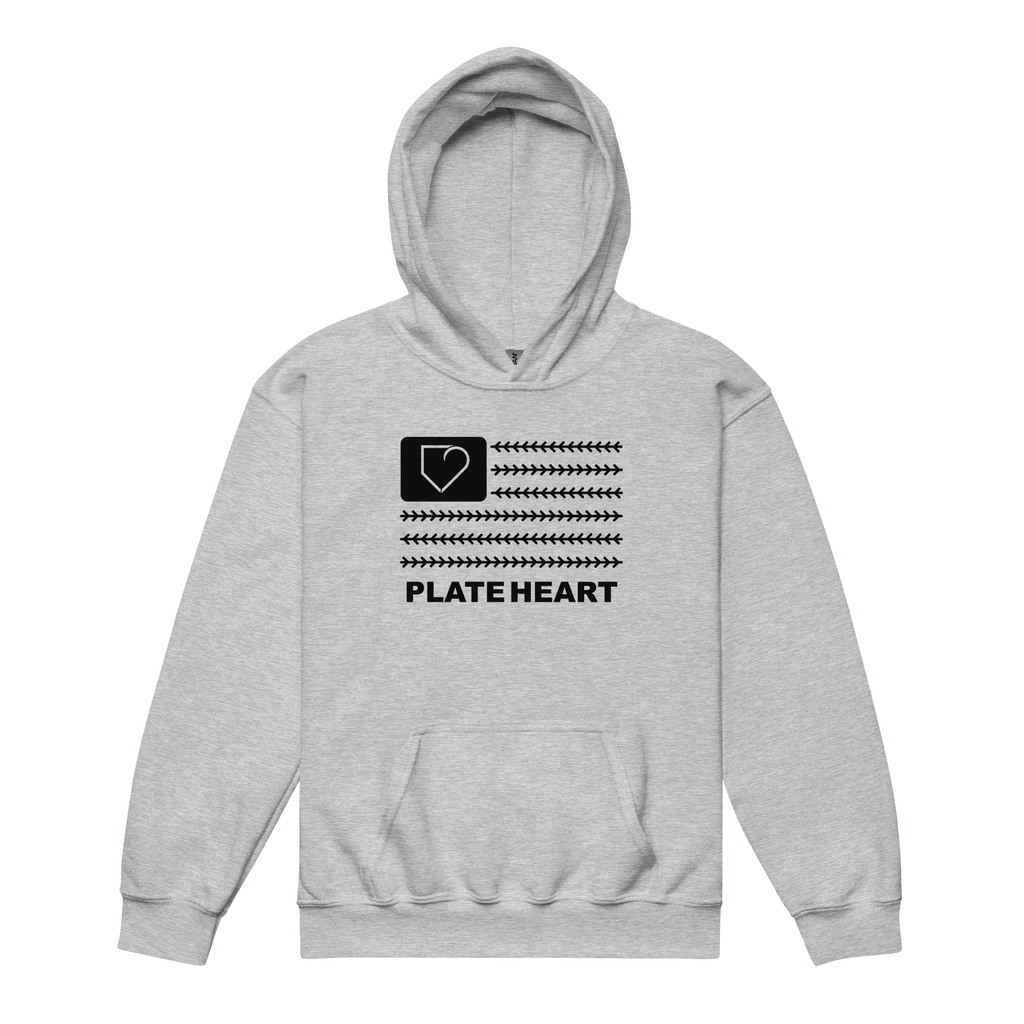 YOUTH HEAVY BLEND HOODIE PLATEHEART FLAG BLACK - PlateHeart