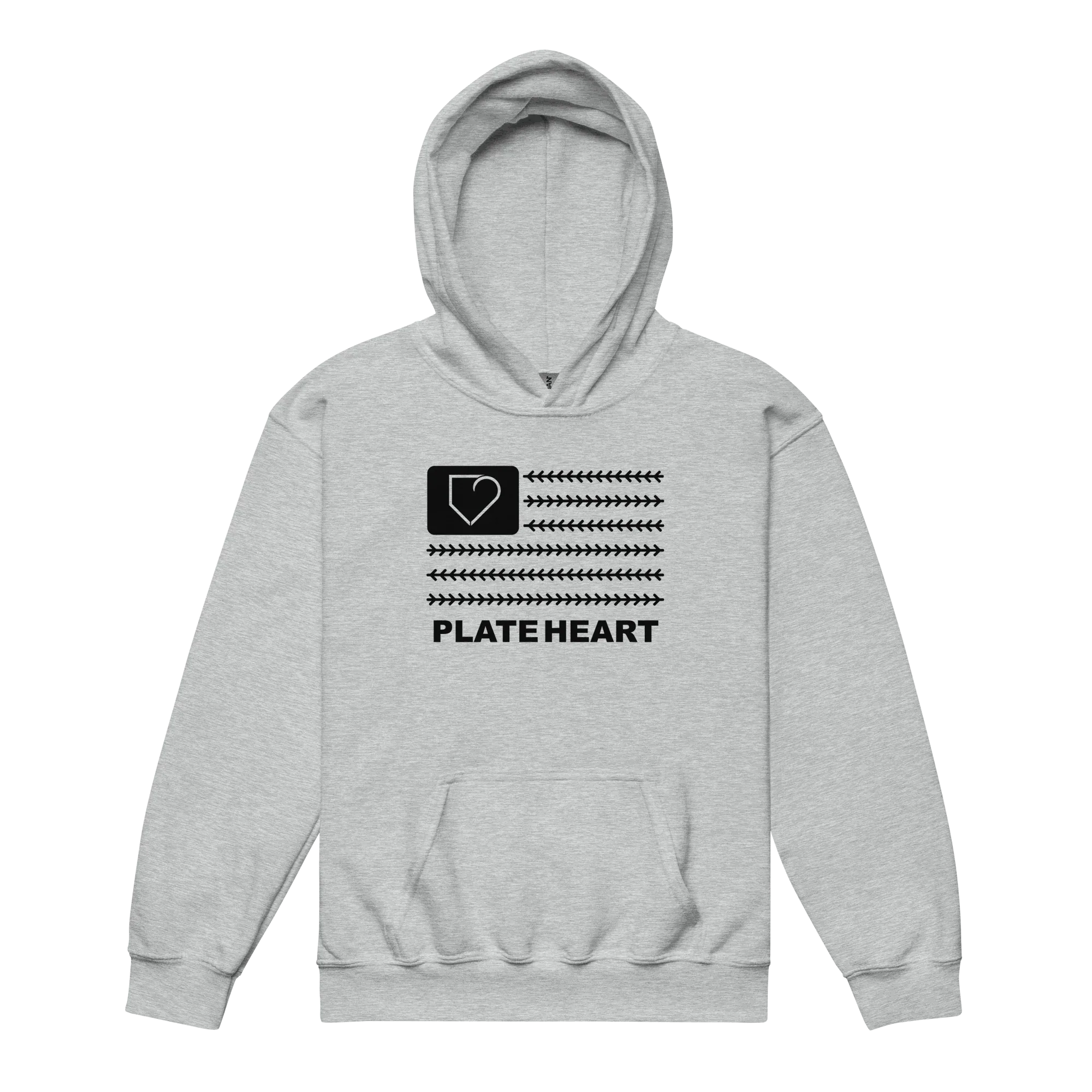YOUTH HEAVY BLEND HOODIE PLATEHEART FLAG BLACK - PlateHeart