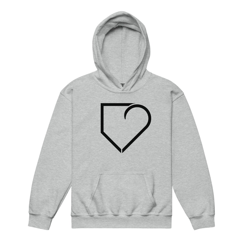 YOUTH HEAVY BLEND HOODIE FRONT LOGO BLACK PLATEHEART - PlateHeart