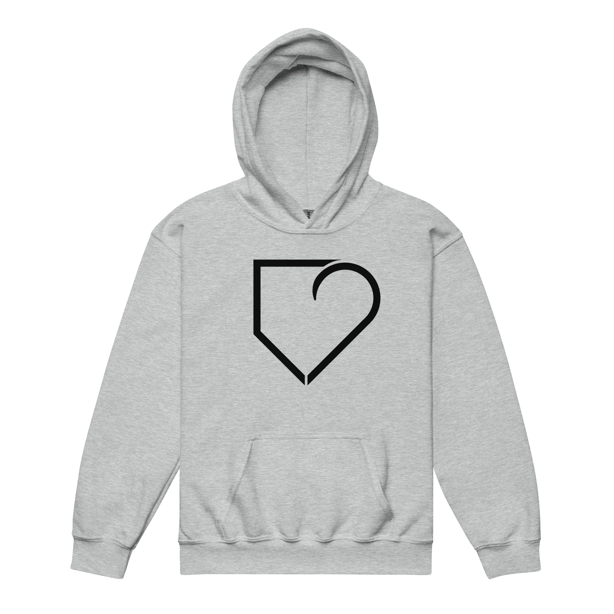YOUTH HEAVY BLEND HOODIE FRONT LOGO BLACK PLATEHEART - PlateHeart
