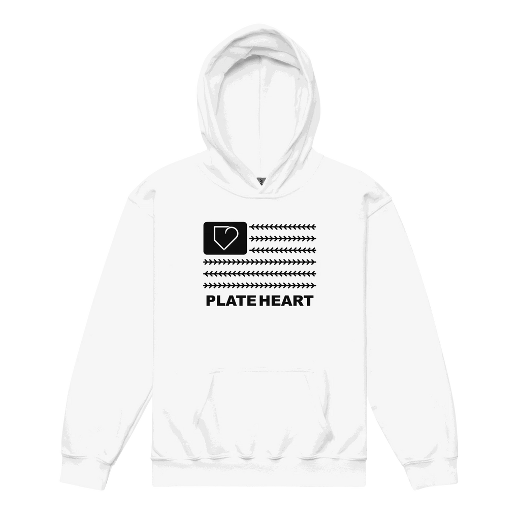 YOUTH HEAVY BLEND HOODIE PLATEHEART FLAG BLACK - PlateHeart