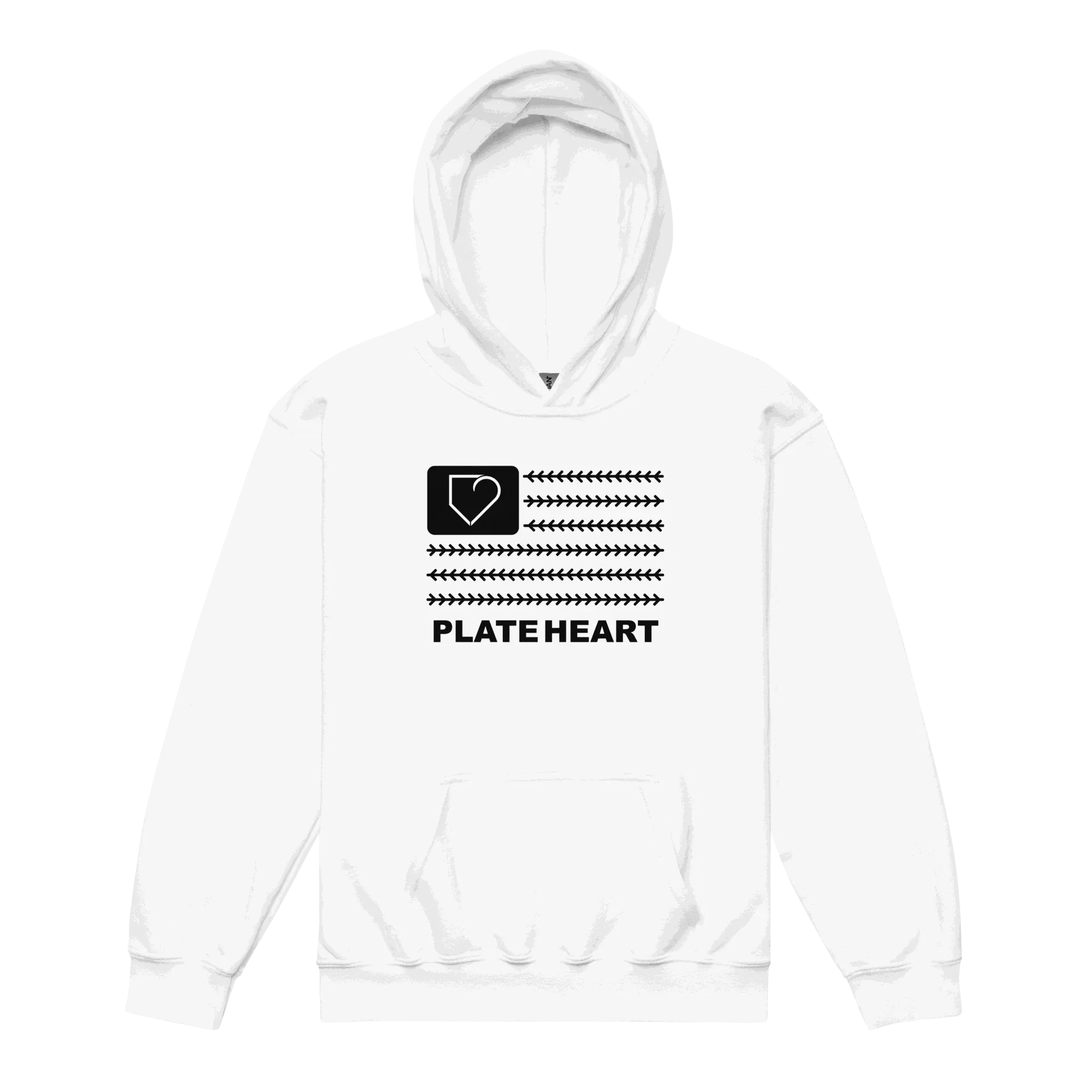YOUTH HEAVY BLEND HOODIE PLATEHEART FLAG BLACK - PlateHeart